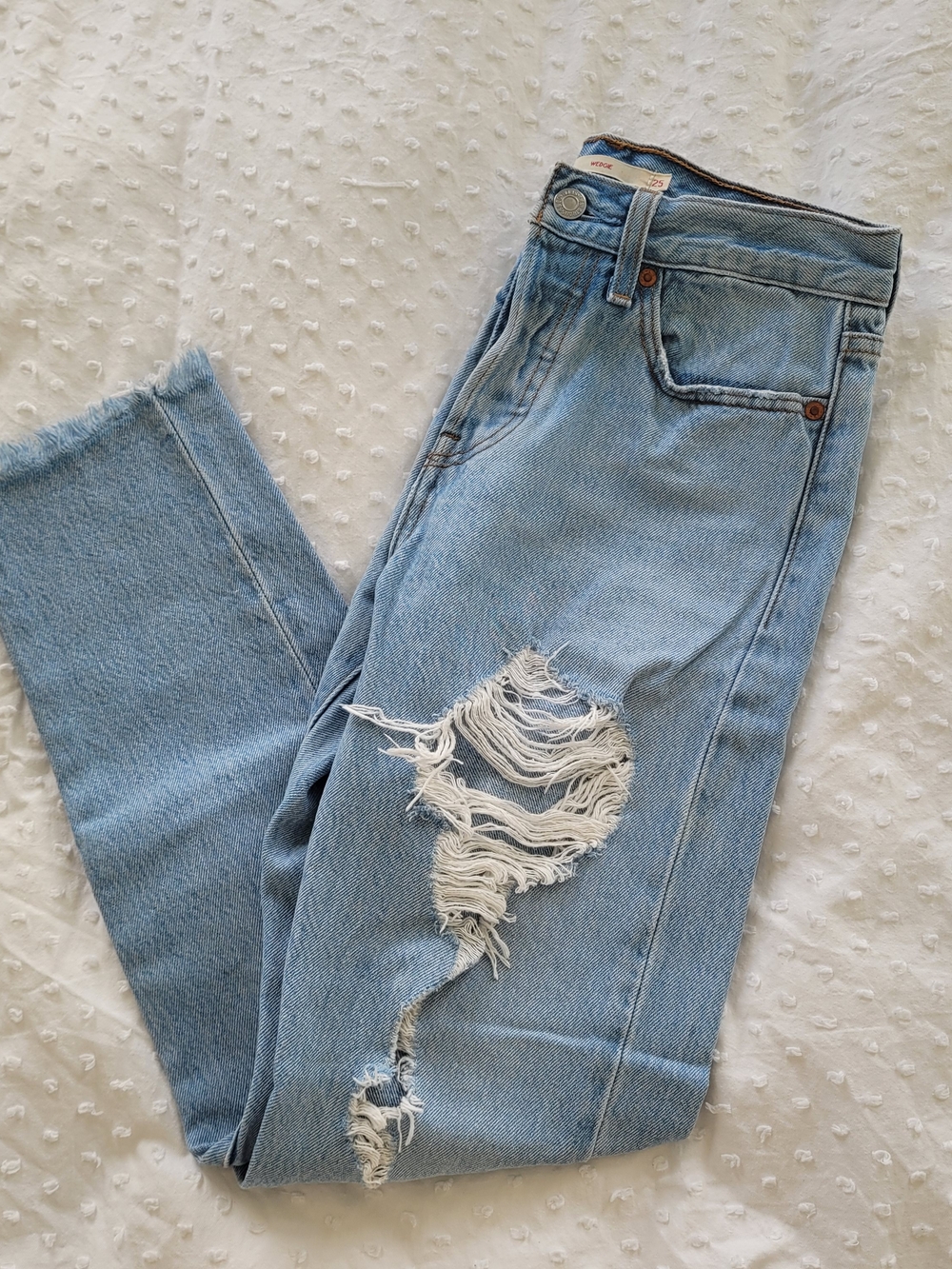 Light Blue Distressed Boyfriend Jeans